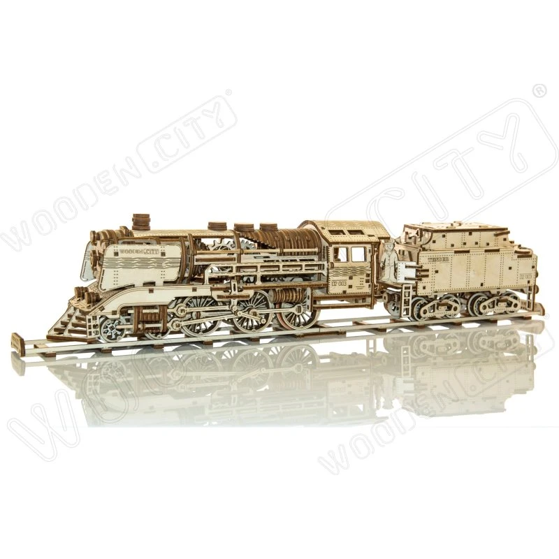 Wooden City Houten 3D-puzzel Express met Tender en Rails (580 stukjes)