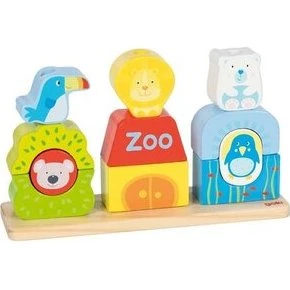 Goki Stapelspel - Zoo | 11-delig houten dierenspel voor kinderen vanaf 2 jaar