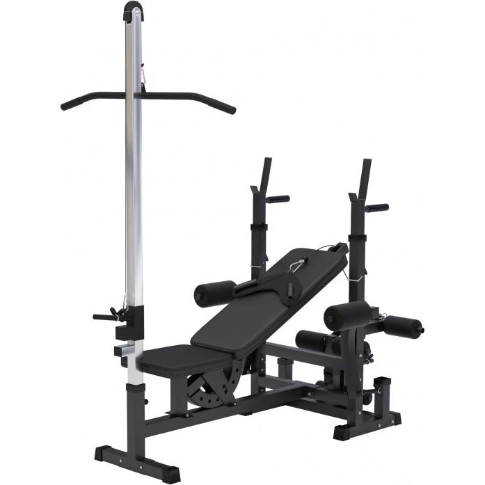 Gorilla Sport Universele Halterbank Zwart met Lat Pulley