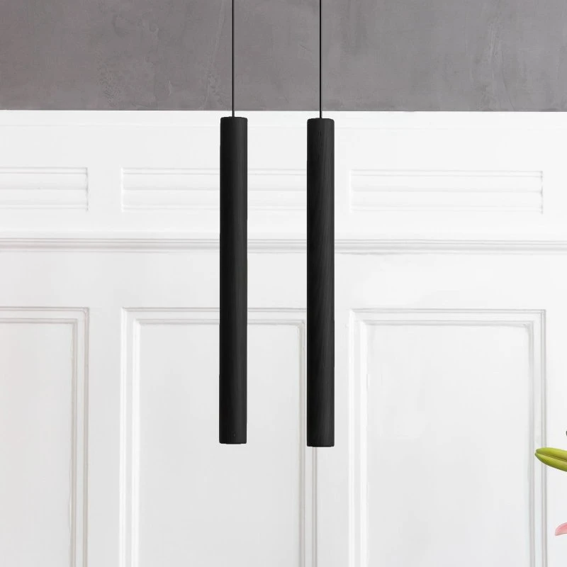 UMAGE Chimes Tall LED Hanglamp - Eikenhout - Zwart