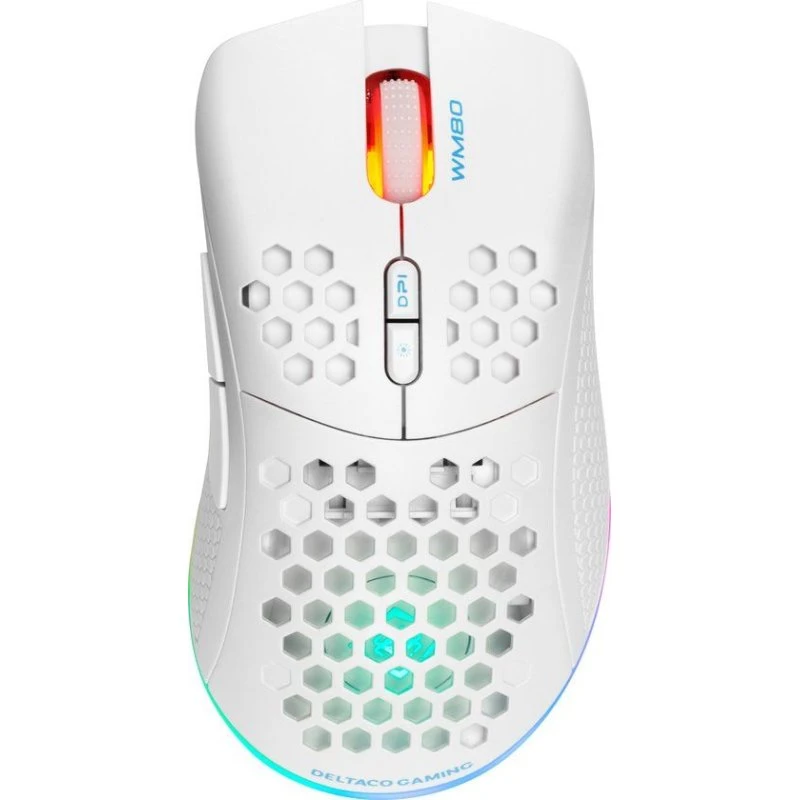 Deltaco DM220 Draadloze RGB Gaming Muis, Wit, 90g
