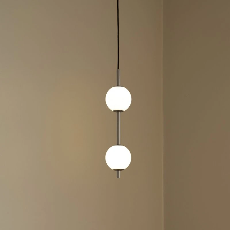 UMAGE Audrey LED hanglamp, staalkleurig, 2-lamps, Ø 12 cm
