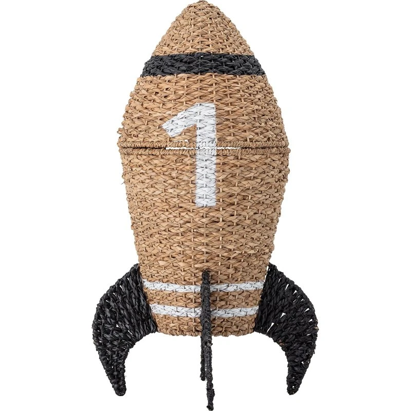 Bloomingville Mini Cosmina Mand met Deksel, Natuur, Ø40 x H68,5 cm