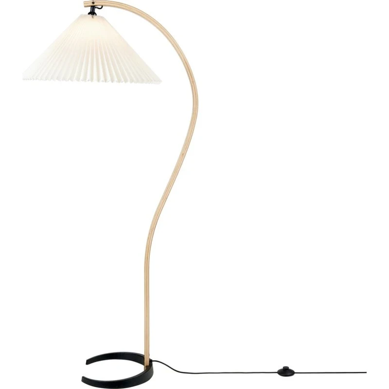Gubi Timberline vloerlamp - Hout & Wit Canvas