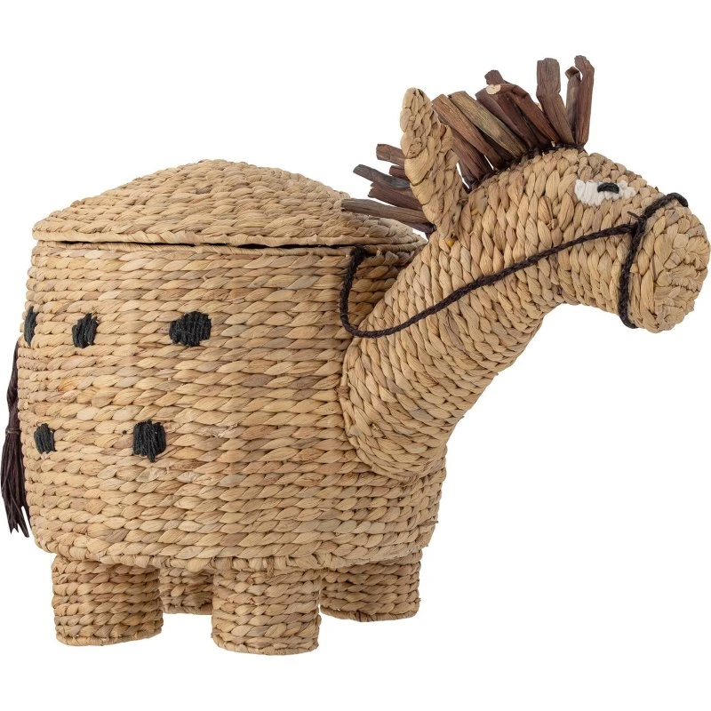 Bloomingville MINI Bobbi Mand met Deksel, Natuur, 65x37x45 cm