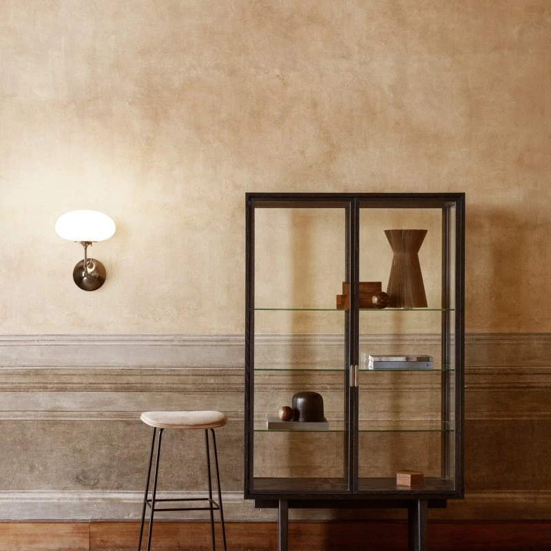 Gubi wandlamp Stemlite, zwart-chroom, 32 cm