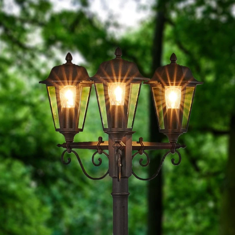 Lindby Lamina Buitenlamp, 172cm, 3-lampen, Zwart-Roest