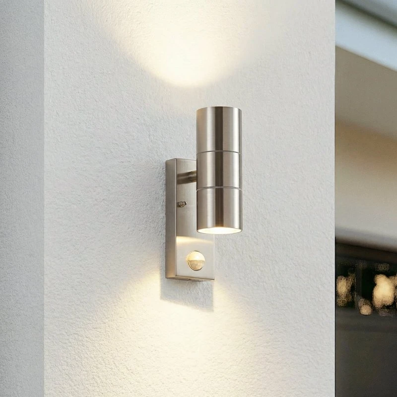 Lindby Eyrin Buitenwandlamp met Bewegingssensor - Roestvrij Staal