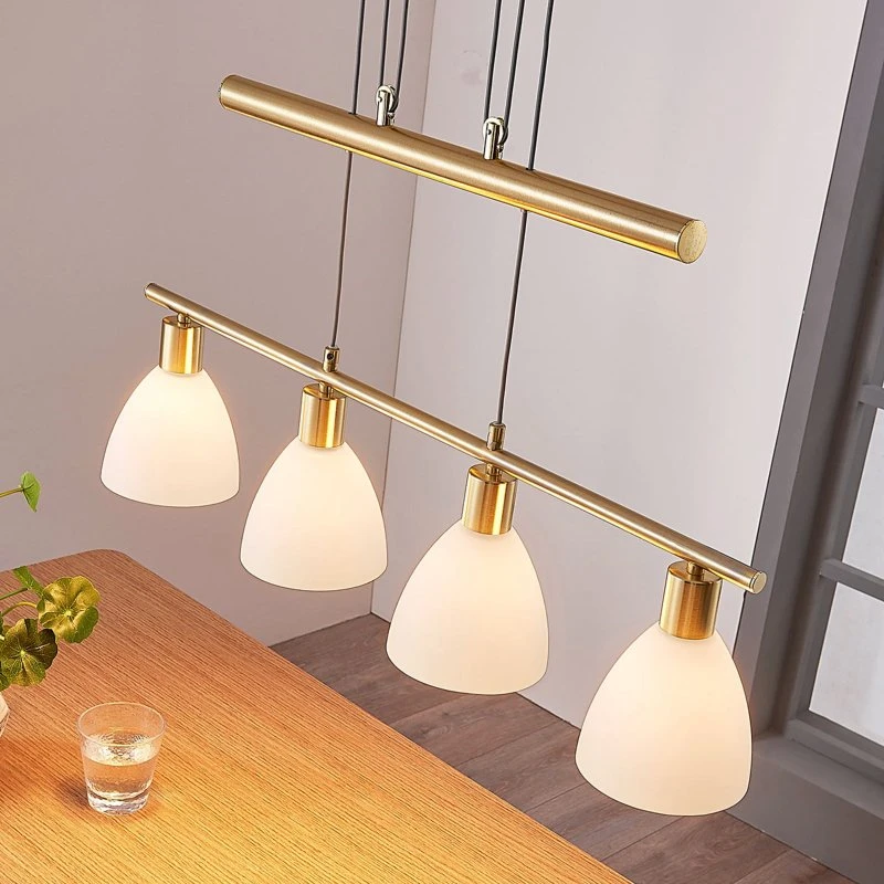Lindby Hanglamp Simeon - Messing/Goud - Glas - 73 cm