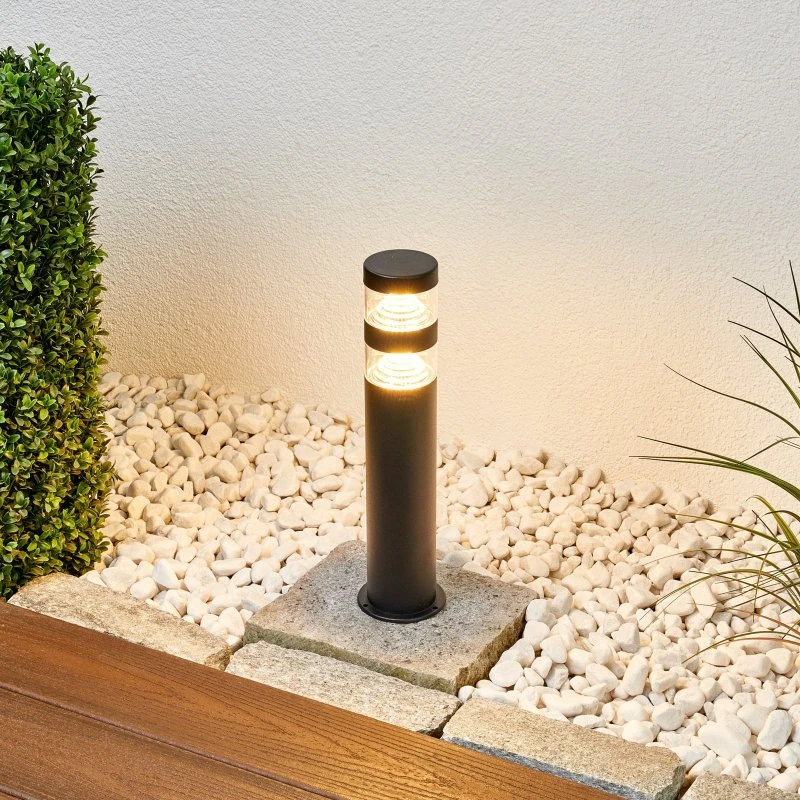 Lindby Lanea LED Tuinlamp - Zwart Roestvrij Staal - 40 cm