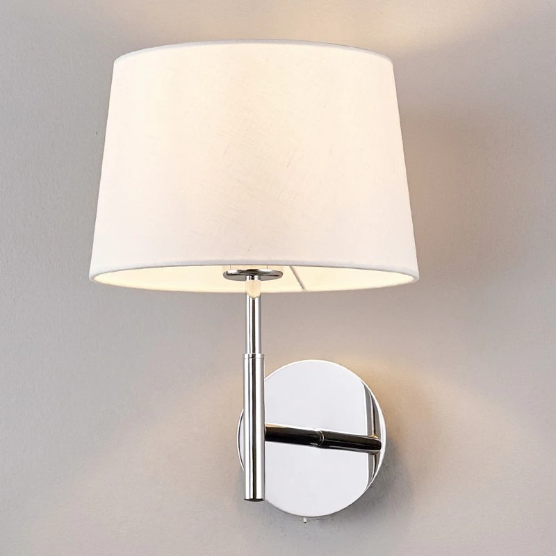 Lucande Wandlamp Dorothea - Chroom/Zilver met Wit Stoffen Scherm