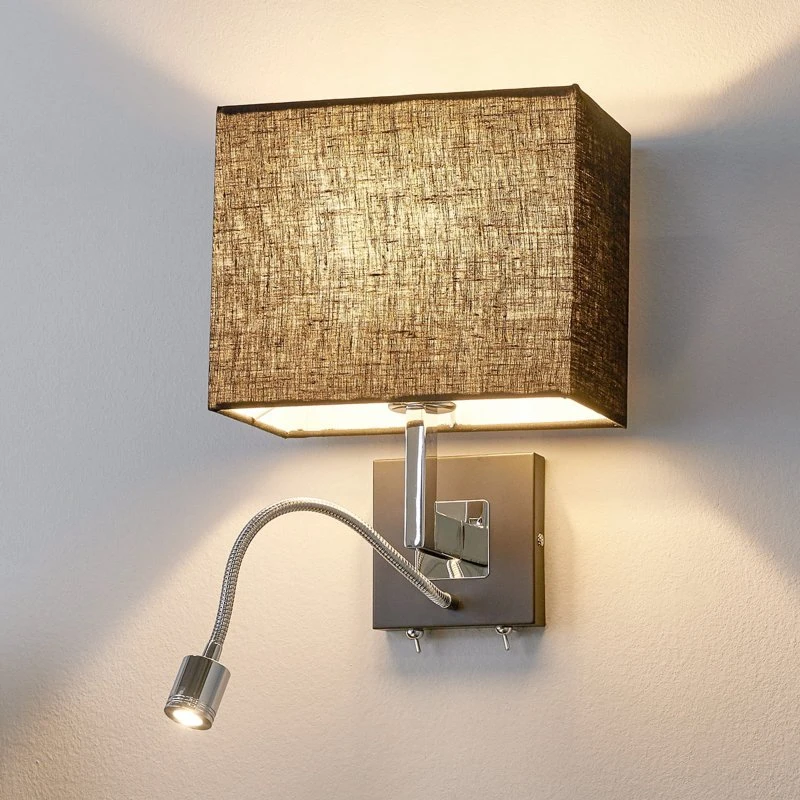 Lucande wandlamp Rebekka, 31 cm, zwart, LED leesarm