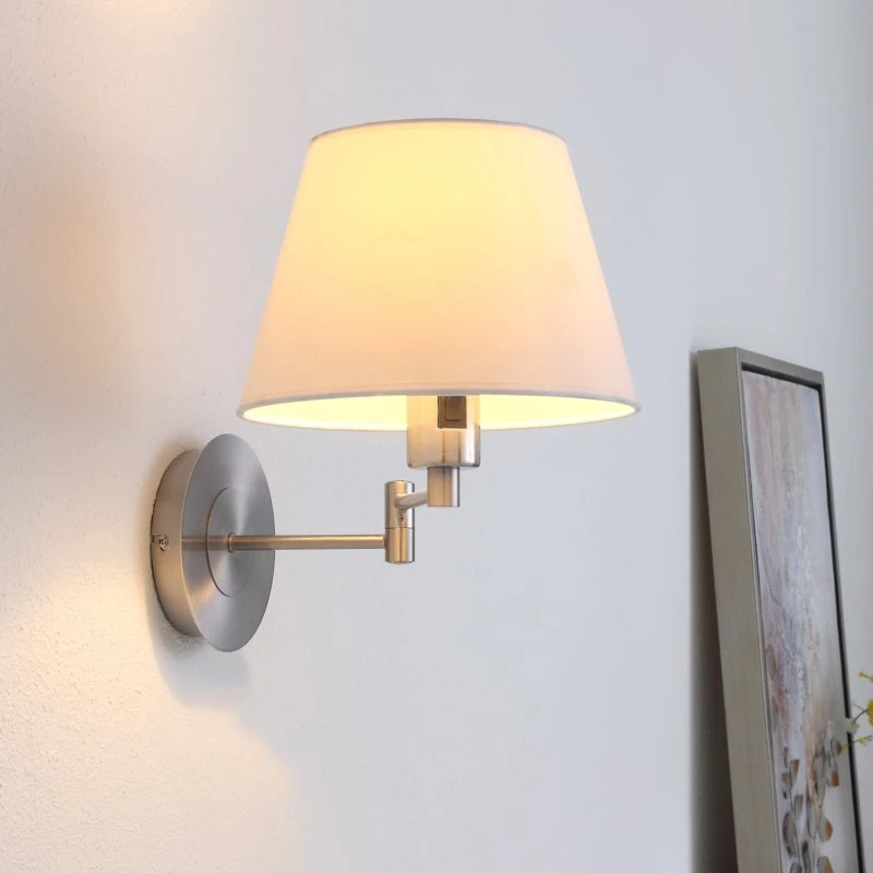 Lindby Wandlamp Pola - 30 cm - Nikkel - Uitschuifbaar