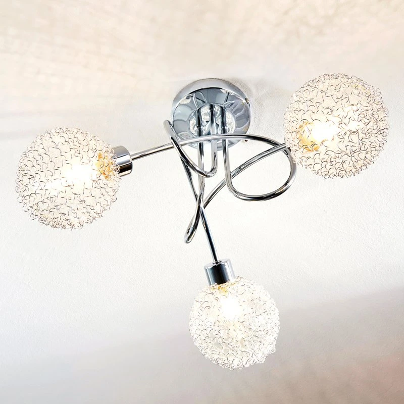 Lindby Ticino Plafondlamp - Chroom/Zilver - 40 cm