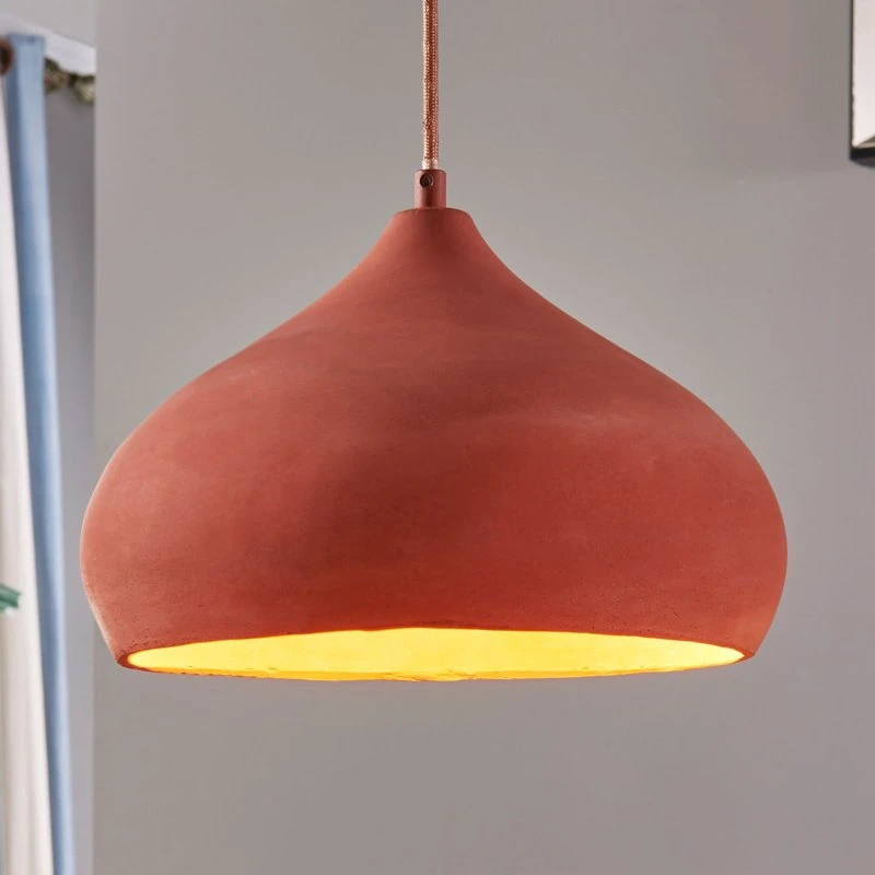 Lindby Hanglamp Fiona - Terracotta - Beton - Mediterraan