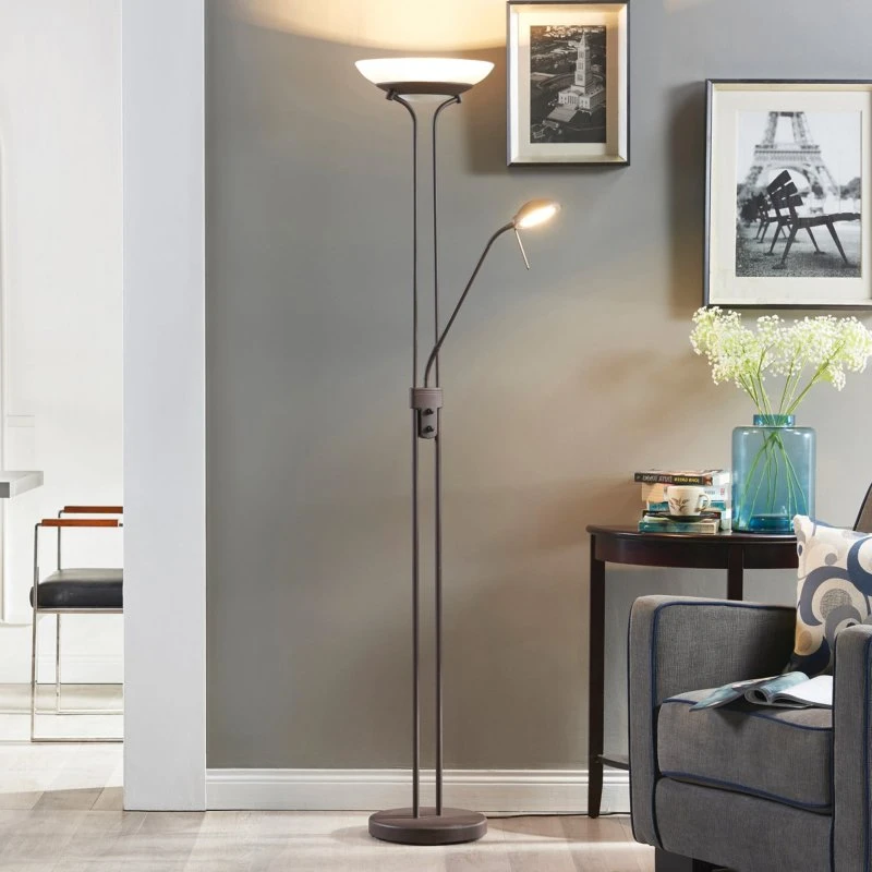Lindby LED vloerlamp Yveta - Roestkleurig - Dimbare Uplighter
