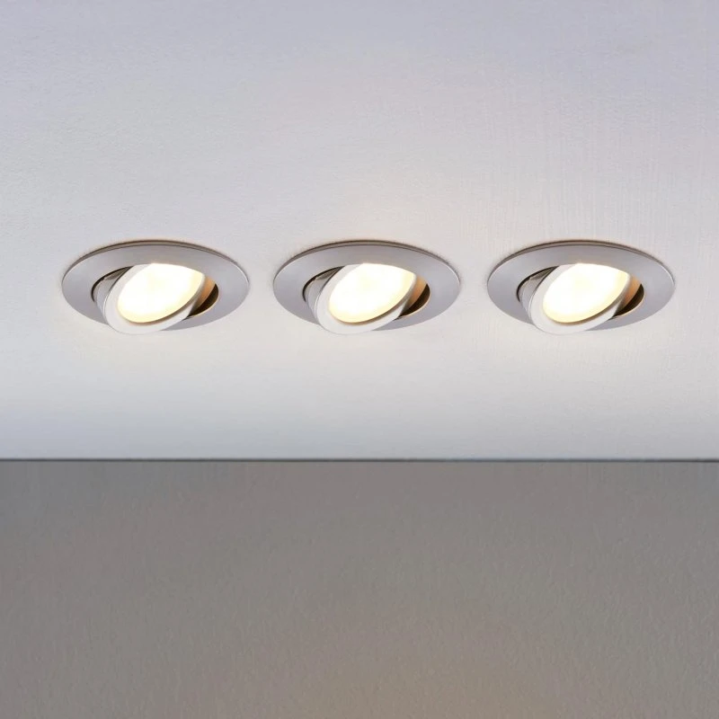 Lindby Andrej LED Inbouwspot - Rond, Aluminium - Set van 3