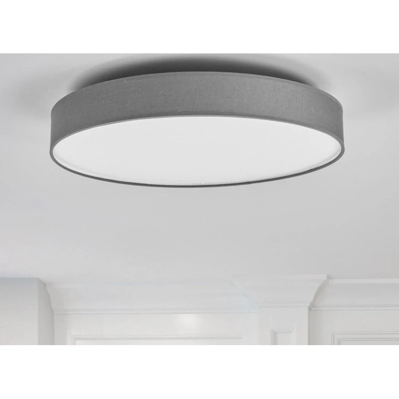 Lindby Saira LED Plafondlamp - Grijs Textiel - Ø 50 cm