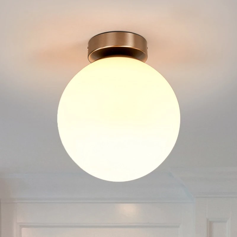 Lindby Plafondlamp Lennie - Wit Glas - Ø 20 cm - IP44