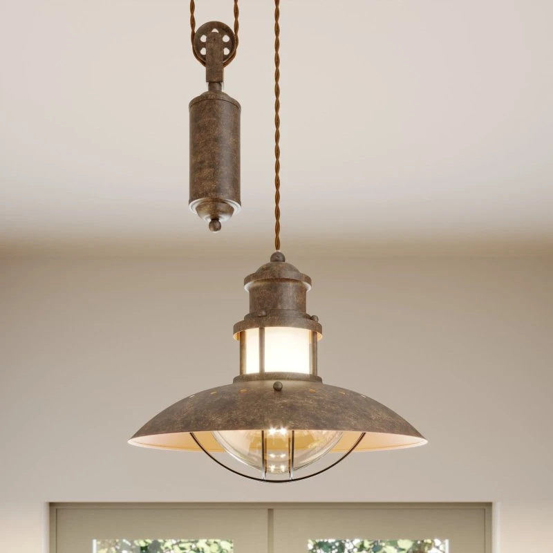 Lindby Louisanne verstelbare hanglamp - Bruin - Ø 35 cm