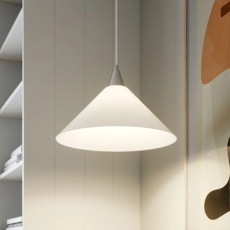 Lindby Hanglamp Petra, Wit Glas, Ø 40 cm, Kegelvorm
