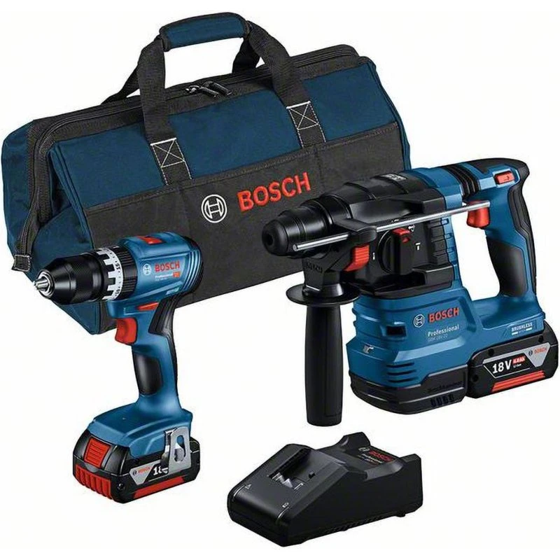 Bosch Combo Kit Professional: GSB 18V-45 + GBH 18V-22 + 2x 4,0 Ah + GAL 18V-40