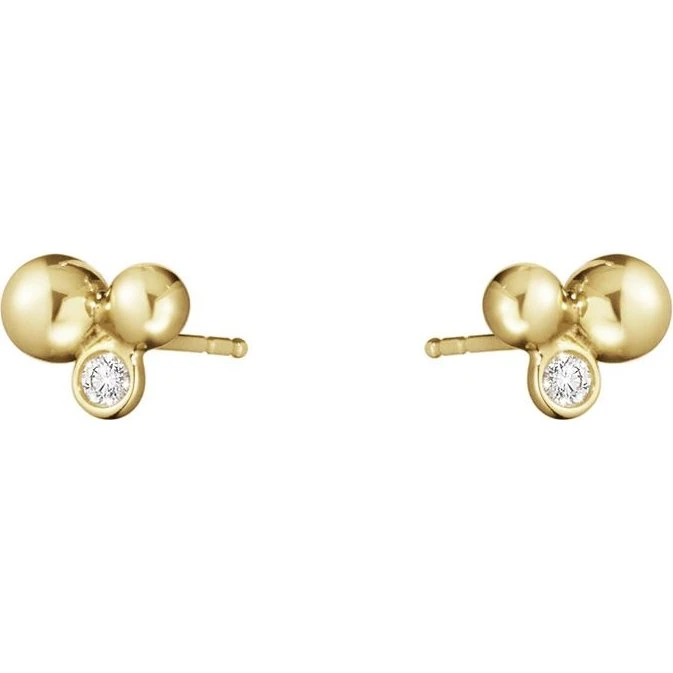 Georg Jensen 18 kt. geelgouden Moonlight Grapes oorknoppen met diamant