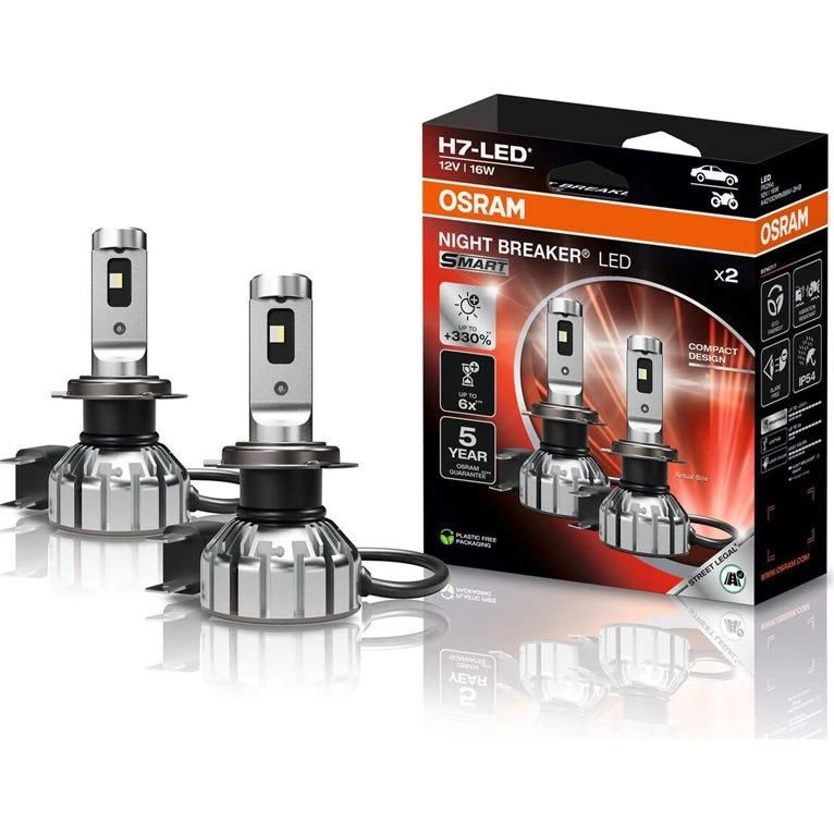 Osram H7 Night Breaker LED Smart – Straatlegaal, 6000K, 1550 lm