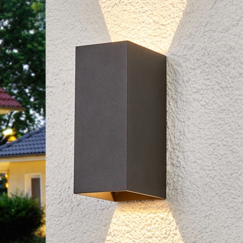 Lucande Mikka LED Buitenwandlamp - Antraciet - 17 cm