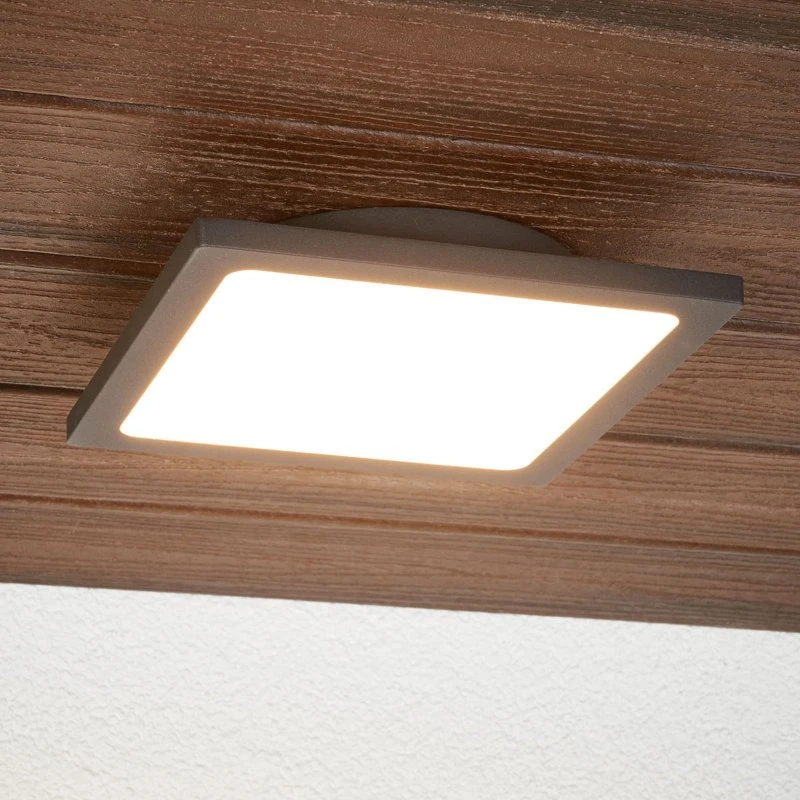 Lucande Mabella LED Buitenplafondlamp - 23 cm - Sensor - Zwart