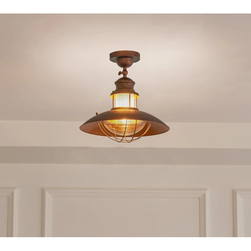 Lindby Louisanne Plafondlamp - Rustiek Bruin - Ø 35 cm