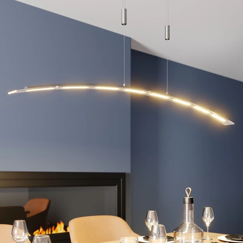 Lindby LED Hanglamp Manon - Grijs/Nikkel - Verstelbaar