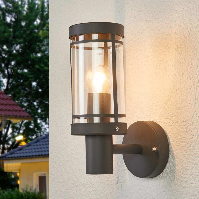 Lindby Djori Buitenwandlamp - Antraciet - Roestvrij staal - 28 cm