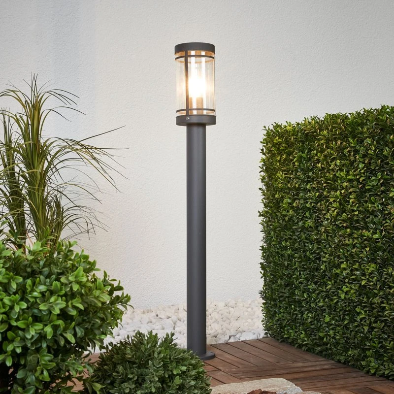 Lindby Djori Tuinpadverlichting - 80 cm - Antraciet - Roestvrij Staal