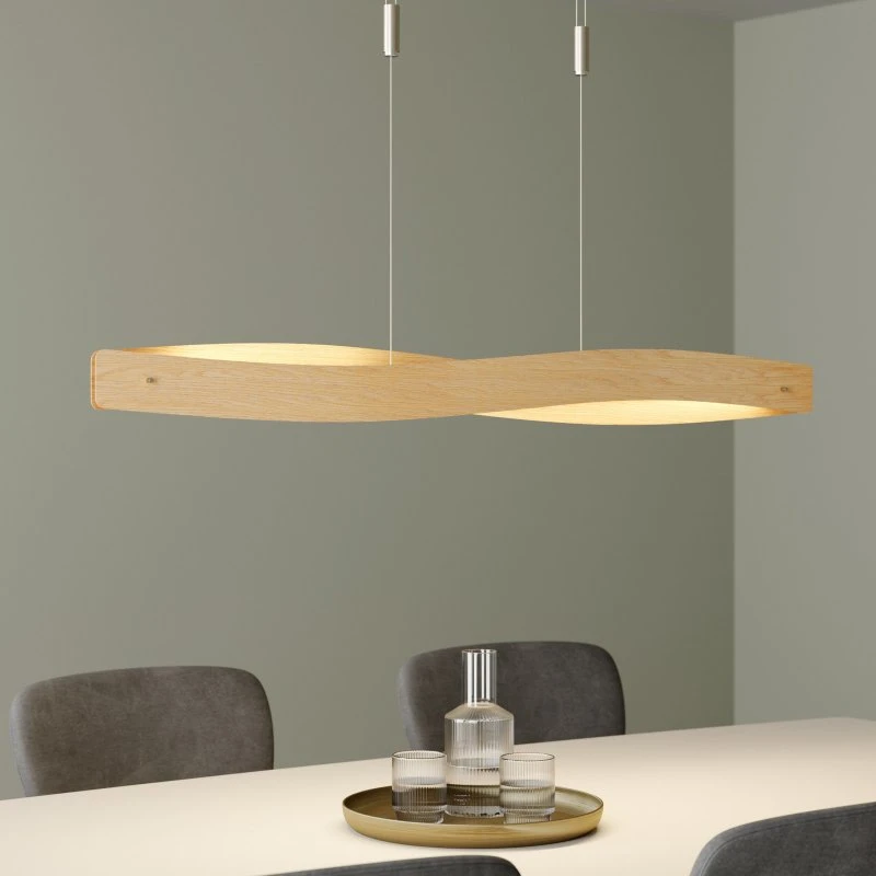 Quitani Lian Hanglamp - Eikenhout & Nikkel - Dimbaar