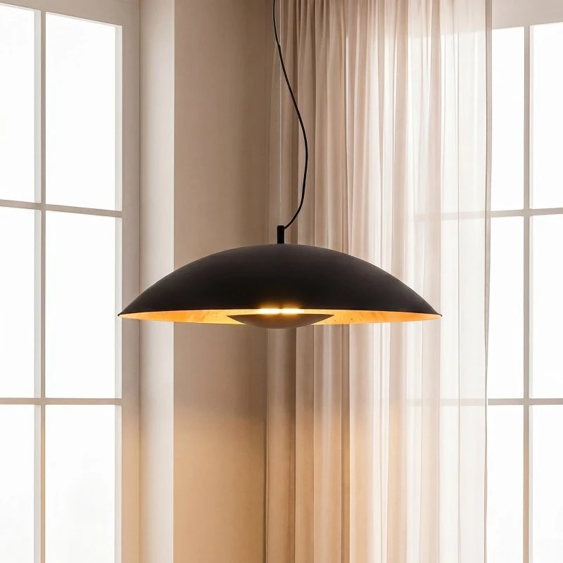 Lindby Hanglamp Emilienne, Zwart/Goud, Ø 60 cm