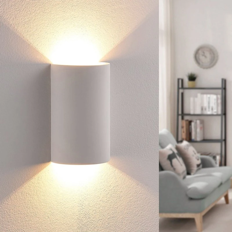 Lindby Jenke LED Wandlamp - Wit Gips - 16 cm