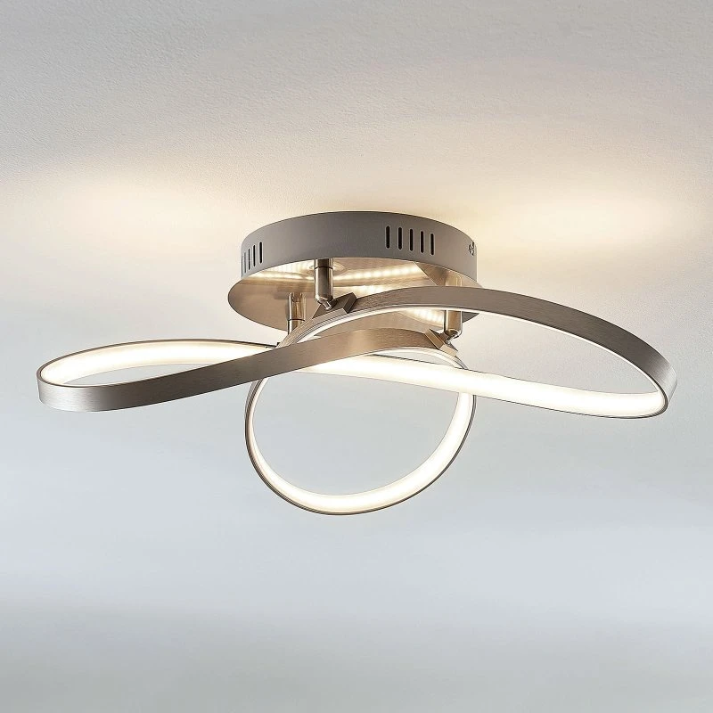 Lindby Saliha LED Plafondlamp - Modern - Nikkel/Grijs