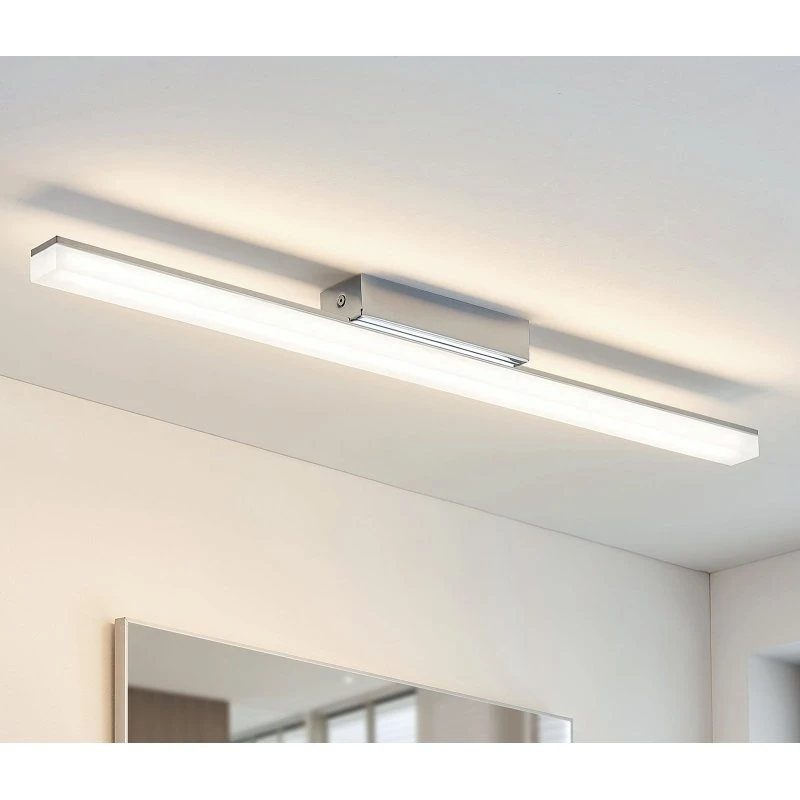 Lindby Levke LED Plafondlamp IP44 - Chroom/Wit - 75 cm