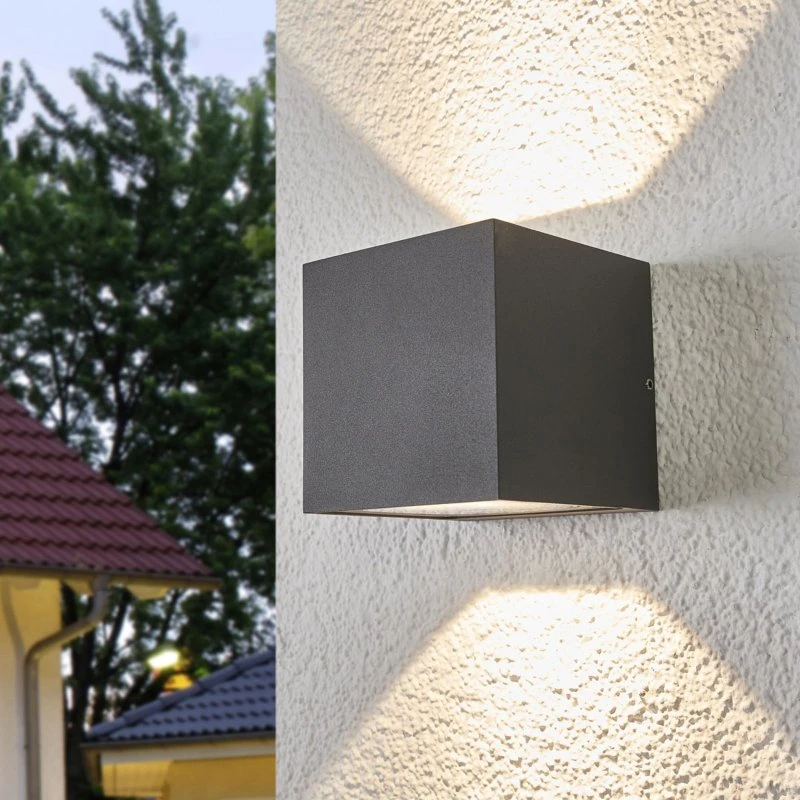 Lucande Merjem LED Buitenwandlamp - 10 cm - Donkergrijs