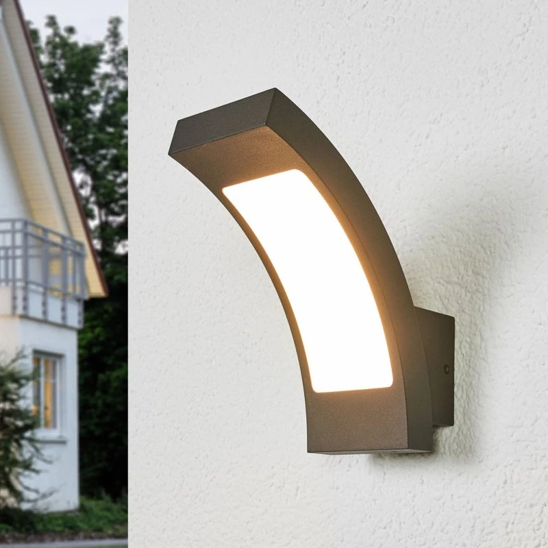 Lucande Juvia LED Buitenwandlamp - Antraciet - 19 cm