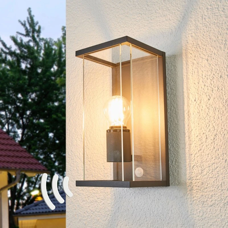 Lucande Annalea Buitenwandlamp met Bewegingssensor, Zwart, 29cm