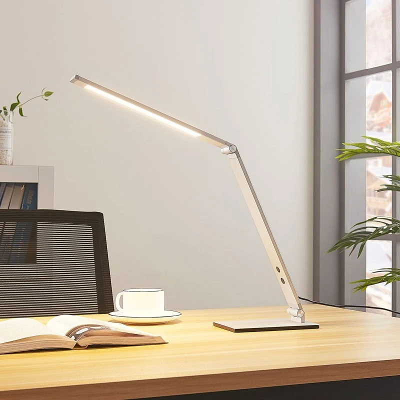Lucande Nicano LED bureaulamp - Grijs Metaal - Dimbaar