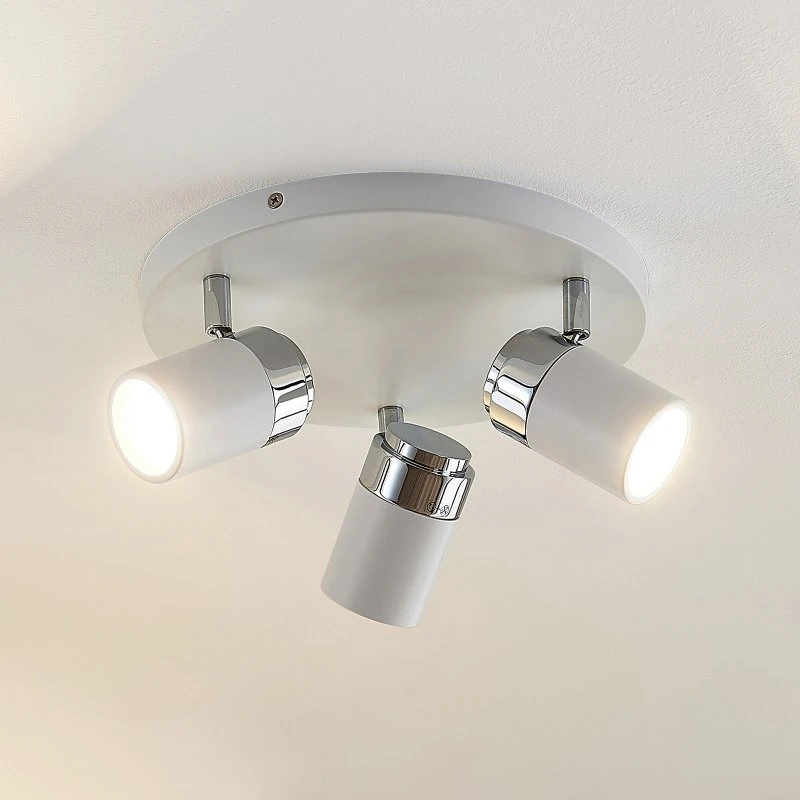 Lindby Kardo Plafondlamp - Rond, 3-lamps, Wit, IP44
