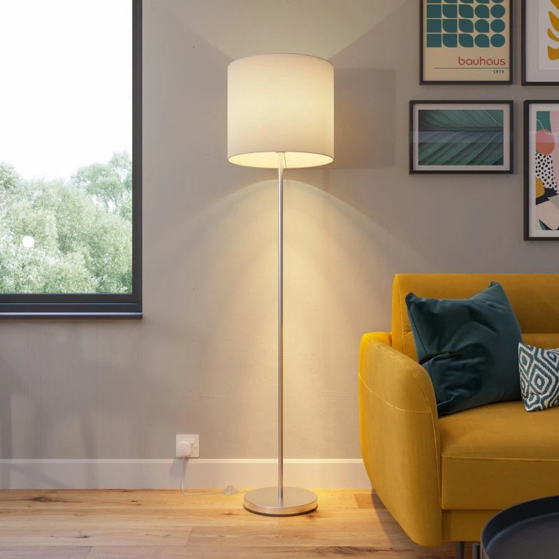 Lindby Everly Vloerlamp - Wit Textiel - Modern