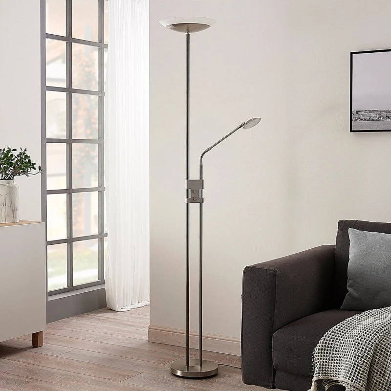 Lindby Jonne LED vloerlamp - Dimbaar met leesarm - 180 cm