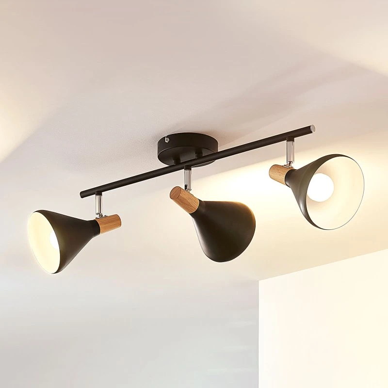 Lindby Arina Plafondlamp - Zwart - 53 cm - 3x E14
