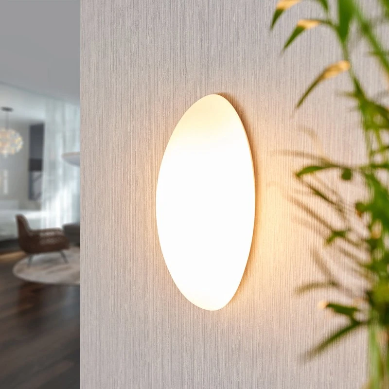 Lucande Wandlamp Jemima - Wit Glas - Elliptisch - 24 cm