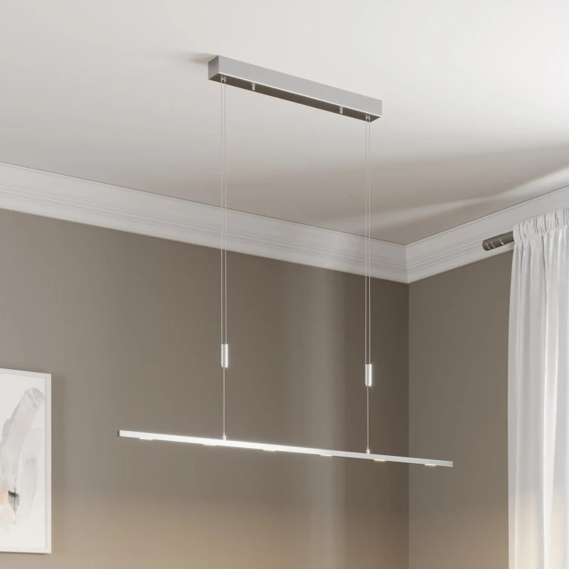 Lucande Arnik LED Hanglamp - Mat Nikkel - 120 cm - Dimbaar