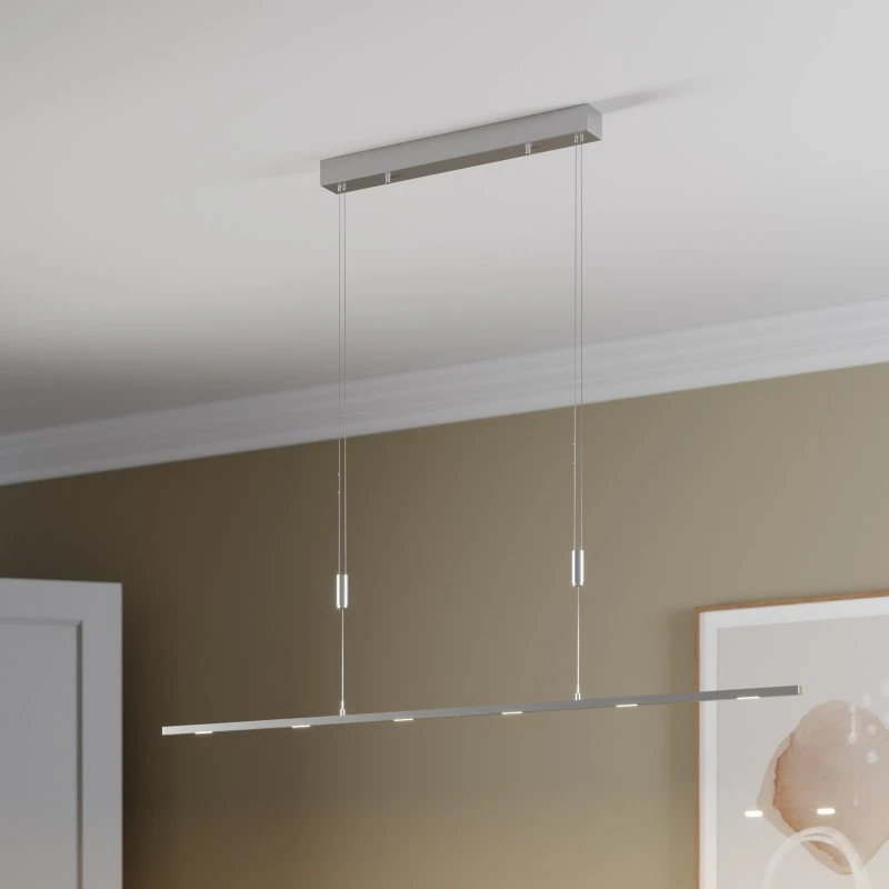 Lucande Arnik LED Hanglamp - 140 cm - Nikkel - Dimbare Lichtsterkte